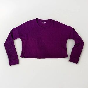 Aeropostale Maroon Red Crop Top Long Sleeve Waffle Knit Thermal Shirt Sz Large